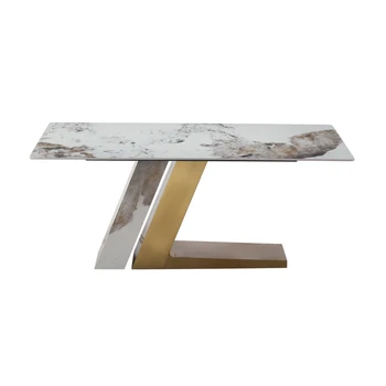 71-дюймовый Модный современный обеденный стол Pandora из спеченного камня, устойчивый к пятнам и высокой температуре, для столовой