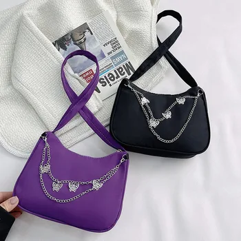 Модная женская сумка Y2k, нейлоновая косметичка для женщин, цепочка с бабочкой, сумка через плечо, дизайнерская роскошная сумочка