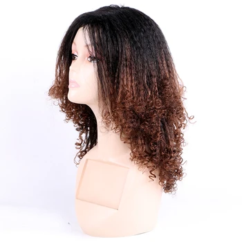 Мягкий парик, кудрявые бесклеевые парики, Омбре черного и коричневого цвета, высокотемпературные синтетические парики для чернокожих женщин, 12-дюймовый парик Яки