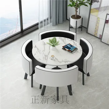 Набор из 4 стульев, обеденных столов, кухонной мебели из кофейного мрамора, офисного обеденного стола, роскошной мебели Mesas De Jantar GPF11XP