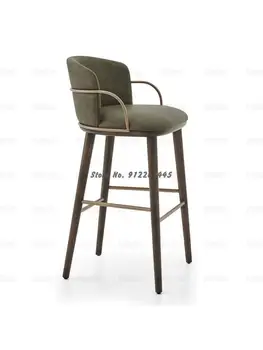 Роскошный барный стул Nordic Light, простой барный стул из массива дерева, современный высокий стул для кафе, металлическое кольцо с подлокотником, барный стул