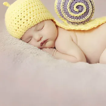 Детский костюм ручной вязки из шерсти Дикой улитки для фотосъемки новорожденных, мягкая очаровательная одежда, вязаная крючком, реквизит для новорожденных на сто дней