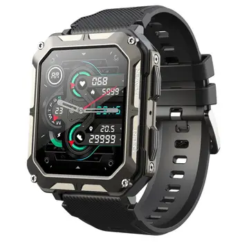 AMZ C20pro Мощные цифровые часы 128 М IP68 Водонепроницаемый 2-КОНТАКТНЫЙ кабель для зарядки Наручные смарт-часы с дисплеем времени