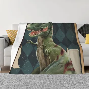 Одеяло Фланелевое с Динозавром, Уютное Мягкое флисовое покрывало