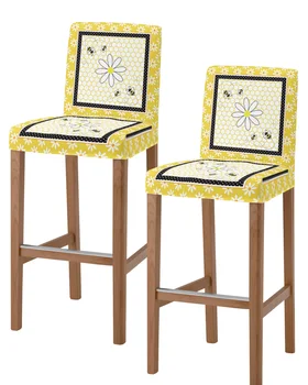 Чехлы для барных стульев с цветком маргаритки, эластичный чехол для барного стула с короткой спинкой, чехлы для стульев без подлокотников, чехлы для офисных сидений
