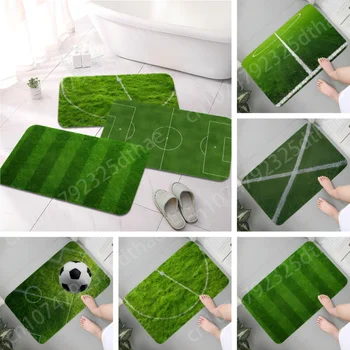 Футбольное поле, травяные дорожки, набивной коврик для украшения входной двери, ковер, коврик для ванной комнаты, нескользящий клейко-защитный коврик