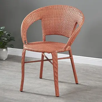 133-дверный ротанговый стул с одинарной случайной спинкой, плетеный домашний пожилой двор, открытый простой балкон, маленький стул, стол