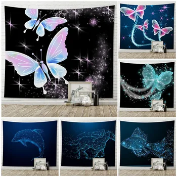Необычная Красочная ткань Butterfly Constellation, Настенный Гобелен, Домашний Декор для спальни в общежитии, гостиной, ткань для декора фона