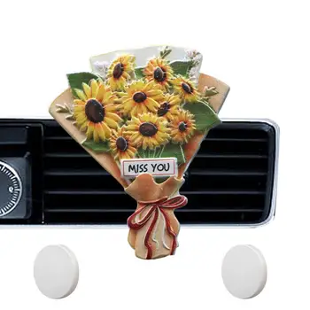 Цветочный освежитель воздуха Автомобильный вентиляционный зажим с 2 ароматическими таблетками Автомобильный Вентиляционный зажим Ароматерапевтический орнамент для улучшения окружающей среды Сухой цветок