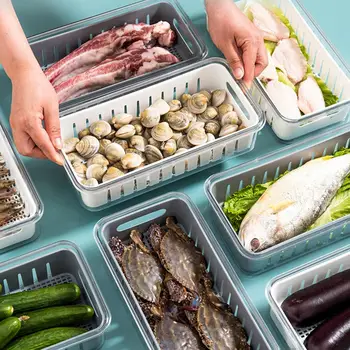 Контейнер для хранения продуктов в холодильнике-Экономия места Контейнер для хранения в холодильнике-Экономия места для сохранения свежести морепродуктов