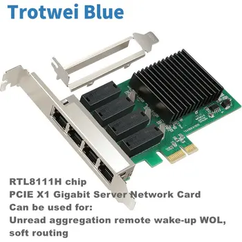 Сетевая карта PCI-E PCI Express 4 порта RJ45 гигабитная сетевая карта realtek 8111H win 7 для ноутбука ethernet