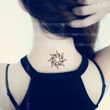 Водонепроницаемые Временные Татуировки Sexy Black Sun Totem Tattoo Stickers Y2K Поддельная Татуировка В стиле Панк Дешевые Товары Art Tatto Tatuaje Оптом