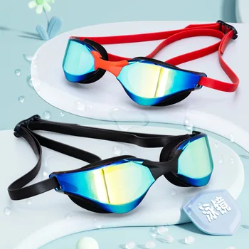 Профессиональные очки для плавания для взрослых Водонепроницаемые противотуманные Гоночные Очки Мужские Женские Крутые Посеребренные Плавательные принадлежности Оптом