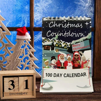 Интерактивный рождественский календарь обратного отсчета - забавная и изысканная игрушка для рукоделия, крепление на дверь, нетоксичное, на 100 дней