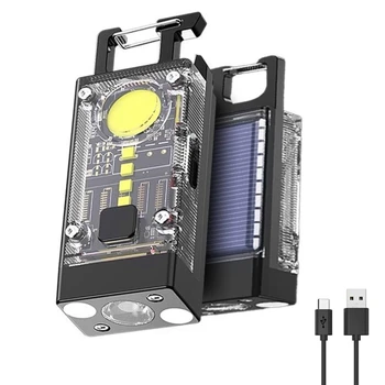 Портативный фонарик LED COB Аварийная лампа 500LM Solar Type-C USB Перезаряжаемая 500 мАч IPX4 Водонепроницаемая на случай аварийного отключения электроэнергии