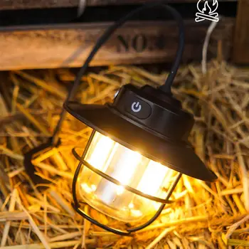 Светодиодный светильник для кемпинга, Ретро подвесной светильник для палатки, открытый бесступенчатый Портативный фонарь, водонепроницаемый перезаряжаемый аварийный светильник