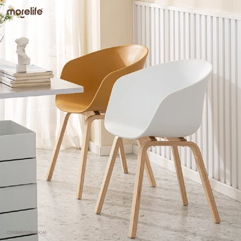 Современный минималистичный обеденный стул с деревянной ножкой, Пластиковое роскошное мягкое кресло, Эргономичный стул для туалета, мебель для ресторана и кофейни