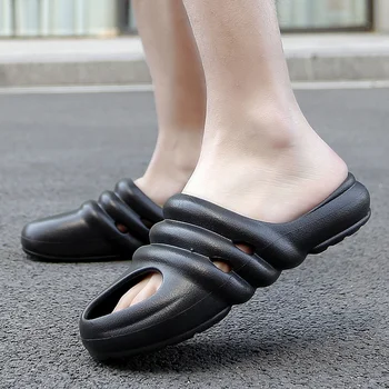 Летние женские тапочки 2023 года, модные мужские кроссовки на платформе, пляжная нескользящая повседневная обувь из ЭВА без застежки толщиной 5 см снизу