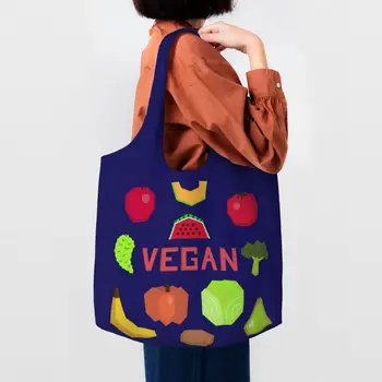 Веганская здоровая еда, сумки для покупок, женские сумки для покупок из фруктов и овощей, холщовая сумка для покупок, сумки большой емкости, сумки