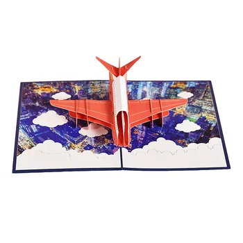 Извлекаемая открытка Открытки Для детей Подарок на День Рождения Детский Самолет 3D Открытки Для отцов На пенсию Почтовые