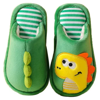 Kruleepo Детские хлопчатобумажные тапочки с 3D Динозавром, обувь для маленьких девочек и мальчиков, нескользящие мультяшные сандалии для малышей, Schuhe
