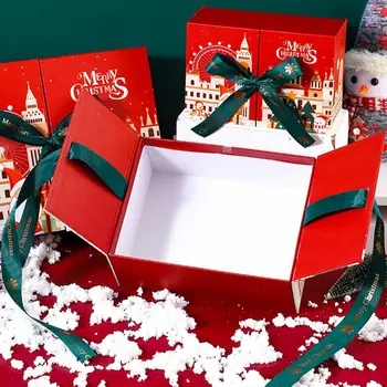 Цветная подарочная коробка, дизайнерская подарочная коробка с двойной дверью, Праздничная Подарочная коробка с двойной дверью, Рождественская подарочная коробка с бантиками для оформления вечеринки, Веселая упаковка