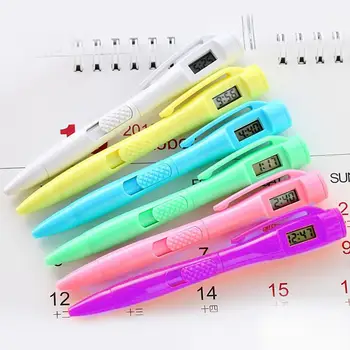Дизайн зажима для шариковой ручки для электронных цифровых часов 0,5 мм, пластиковые тестовые часы, шариковая ручка для письма, канцелярские школьные принадлежности