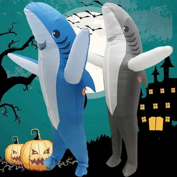 Унисекс Забавный надувной костюм Акулы для косплея Костюм для взрослых Маскарадная одежда для выступлений Тематическая вечеринка в честь Хэллоуина и Карнавала